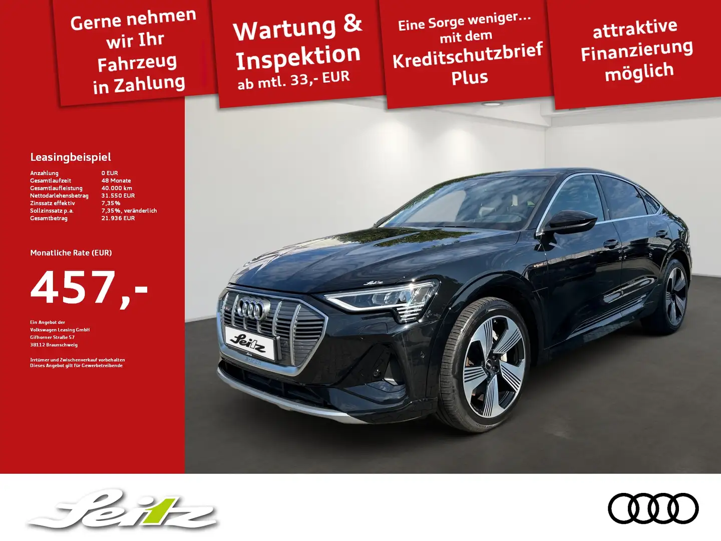 Audi e-tron Sportback 50 quattro S line *AHK*HEAD-UP*PANO* Negro - 1