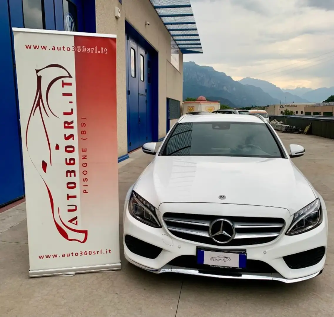 Mercedes-Benz C 220 d S.W. Auto Sport AMG UNICO PROPRIETARIO Wit - 1