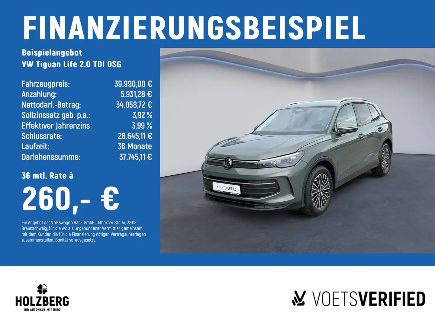 Volkswagen Tiguan Life 2.0 TDI DSG AHK+GJR+LED PLUS+NAVI Grün - 2