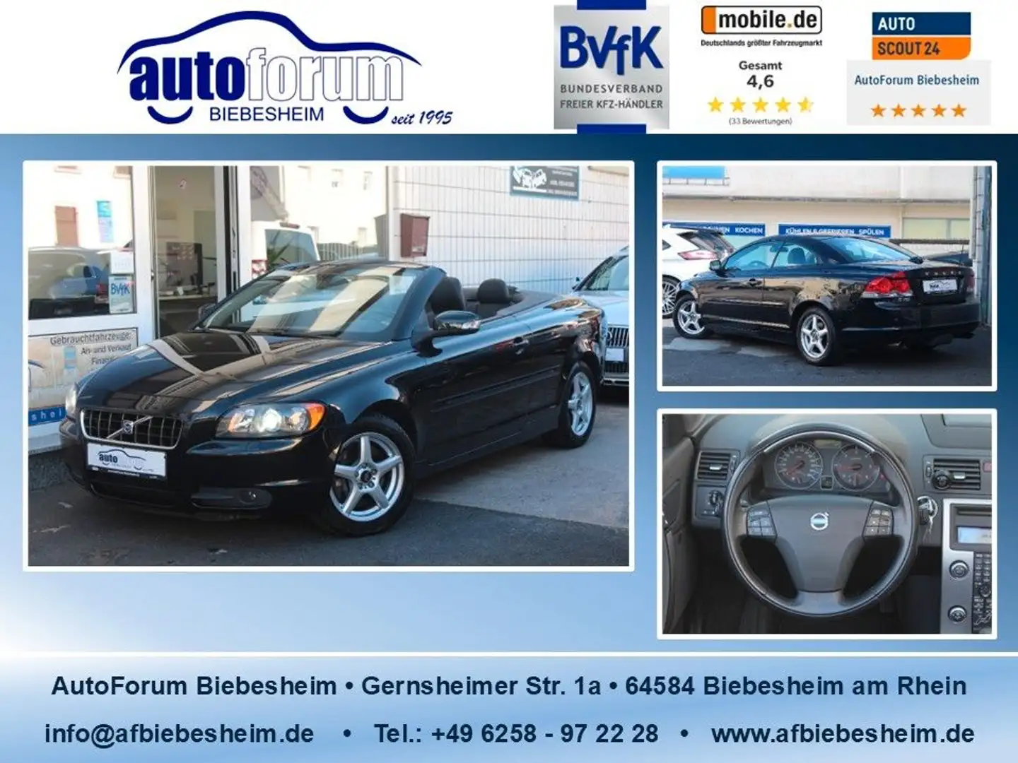 Volvo C70 2.4 Summum Leder*Memory*Navi*Xenon*2. Hand Negro - 1