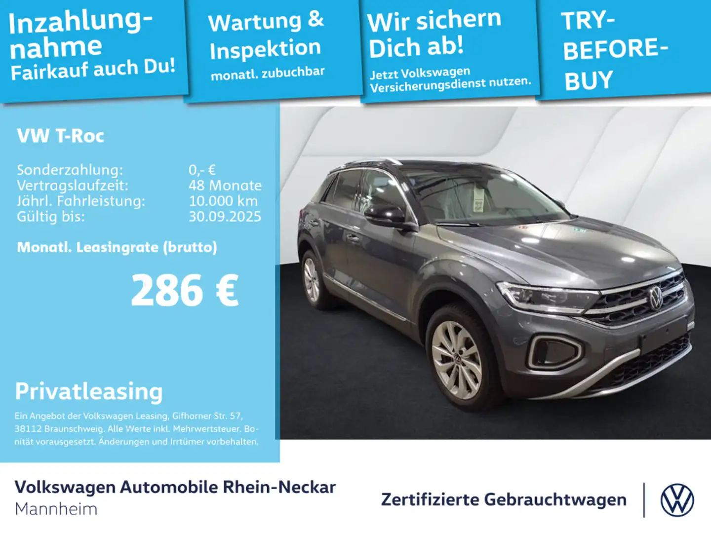 Volkswagen T-Roc 1.5 TSI Style DSG Navi AHK LED uvm Grau - 1