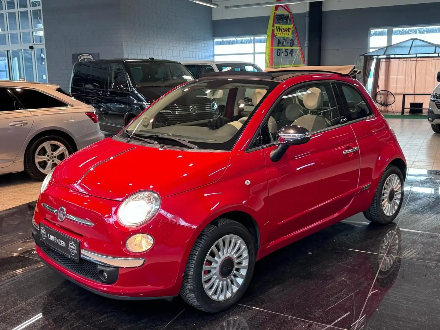 Fiat 500 Cabrio USB PDC Klima Windschott 2.Ha Rot - 1