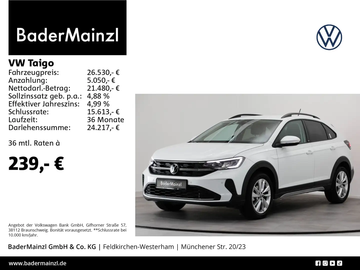 Volkswagen Taigo 1.5 TSI DSG Life Kamera SHZ Alu CarPlay Weiß - 1