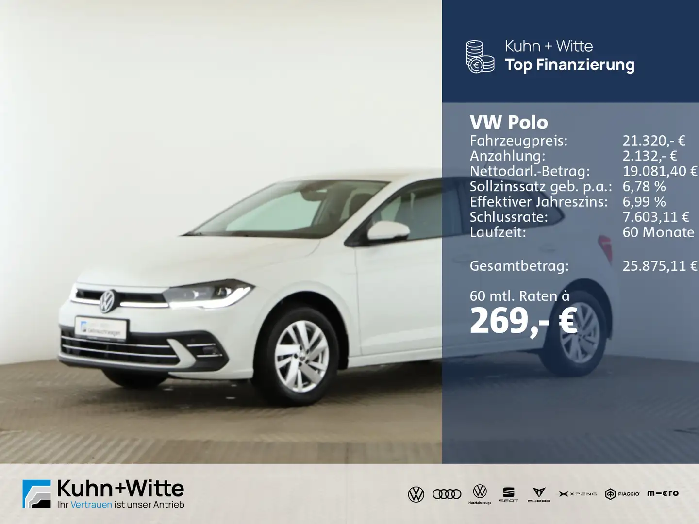 Volkswagen Polo 1.0 TSI Style *Matrix*RFK*SHZ*AppleCar* Weiß - 1