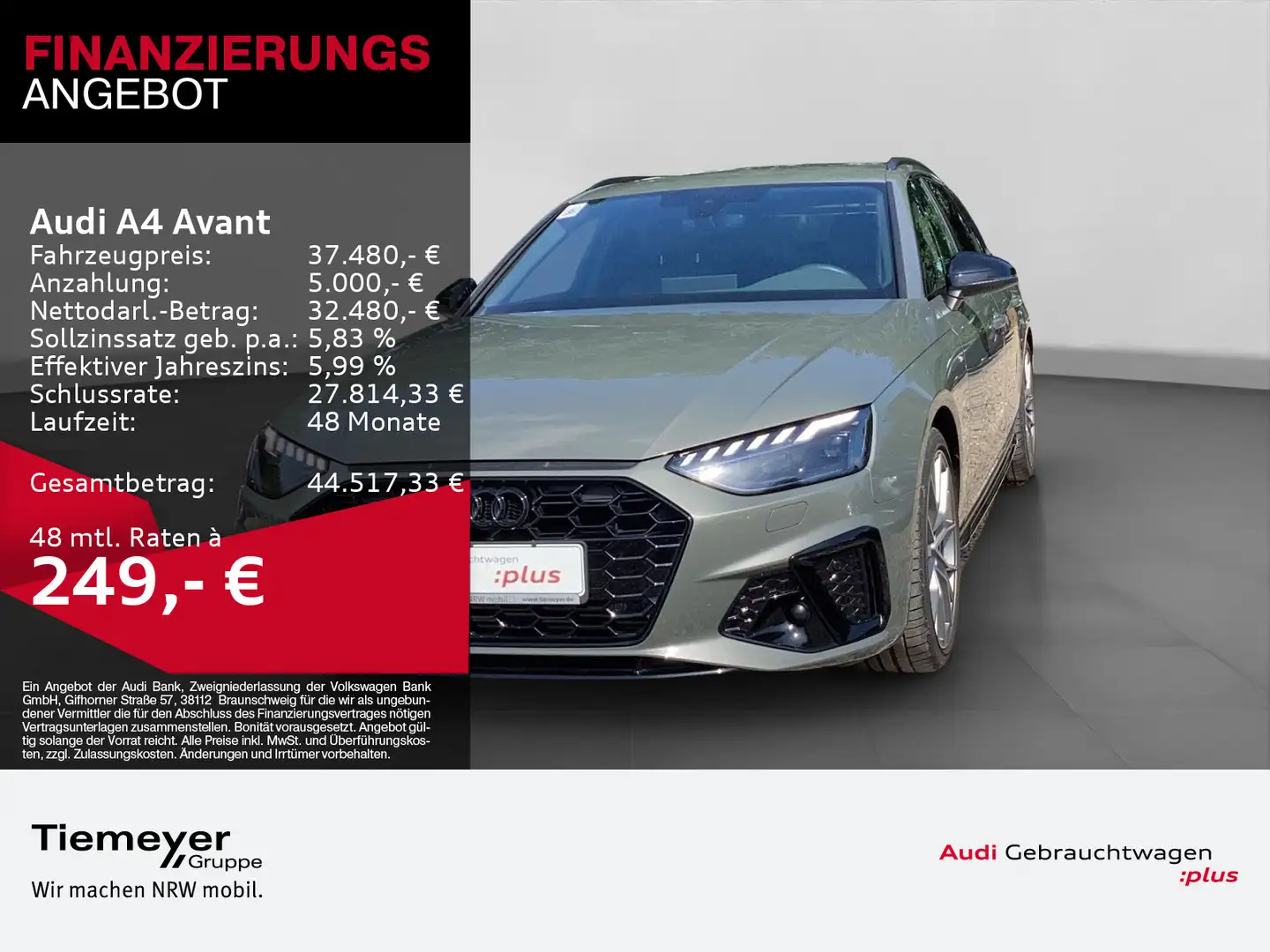 Audi A4 40 TFSI Q 2x S LINE MATRIX AHK OPS+ LM1 Grau - 1