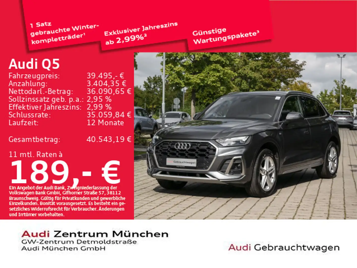 Audi Q5 40 TDI qu. S tronic 2x S line AHK/Virtual/Nav Grau - 1