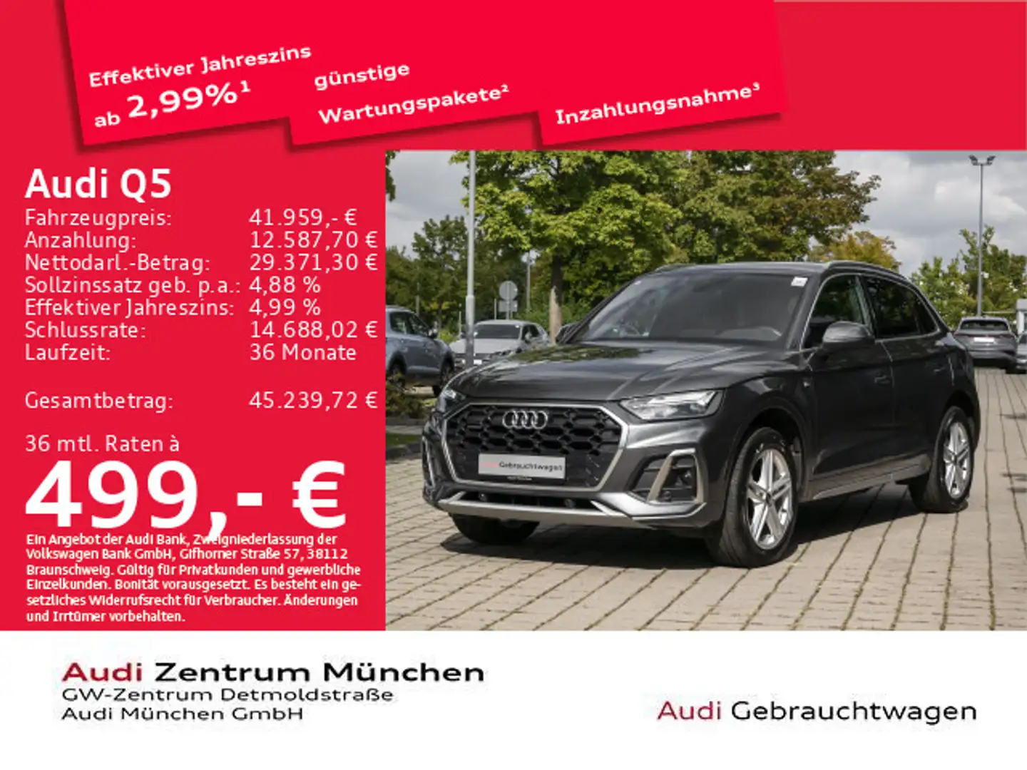Audi Q5 40 TDI qu. S tronic S line AHK/Virtual/Navi+ Grau - 1