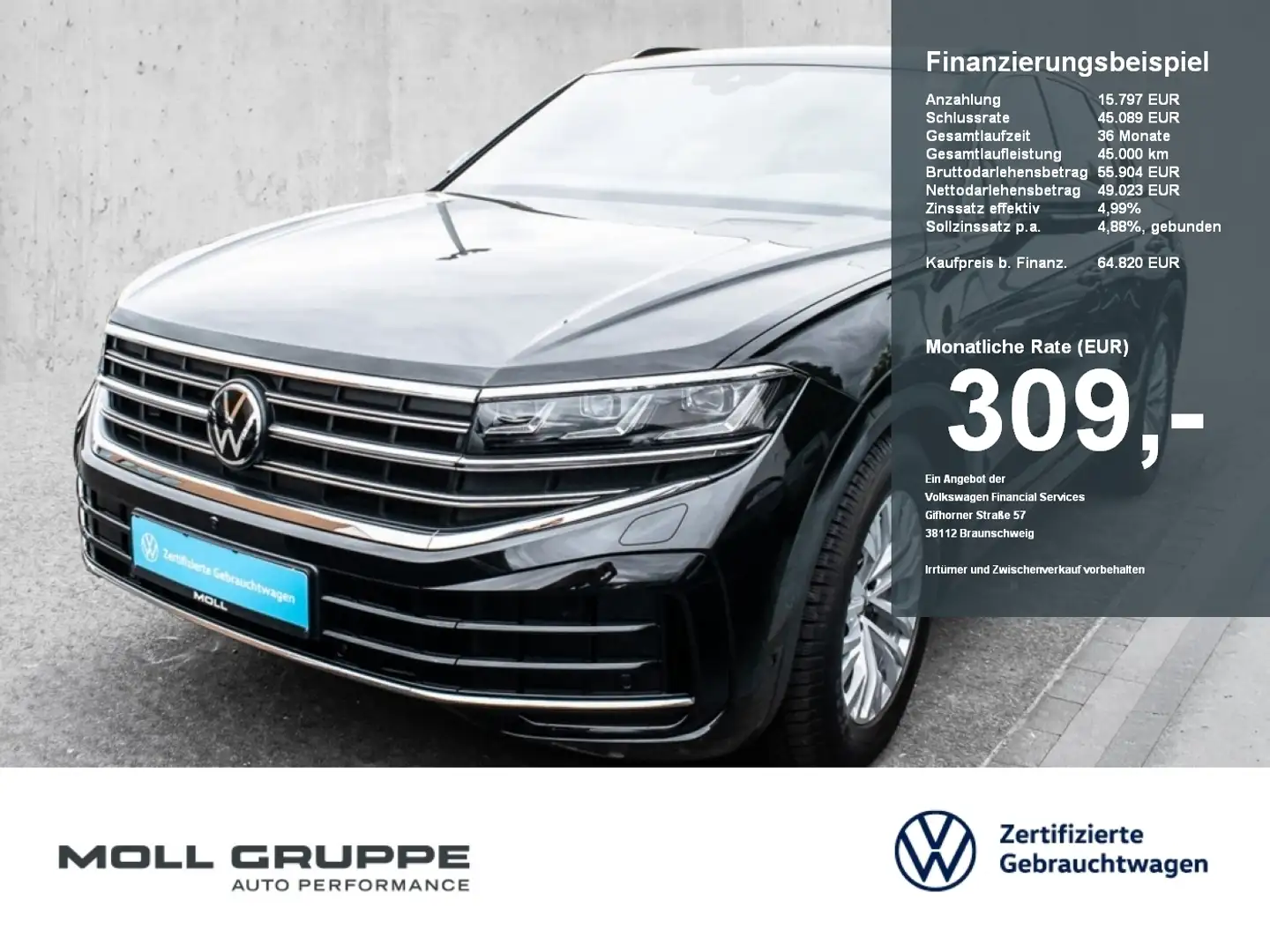 Volkswagen Touareg 3.0 TDI 4Motion DSG Elegance 2xKLIMA 360 Schwarz - 1