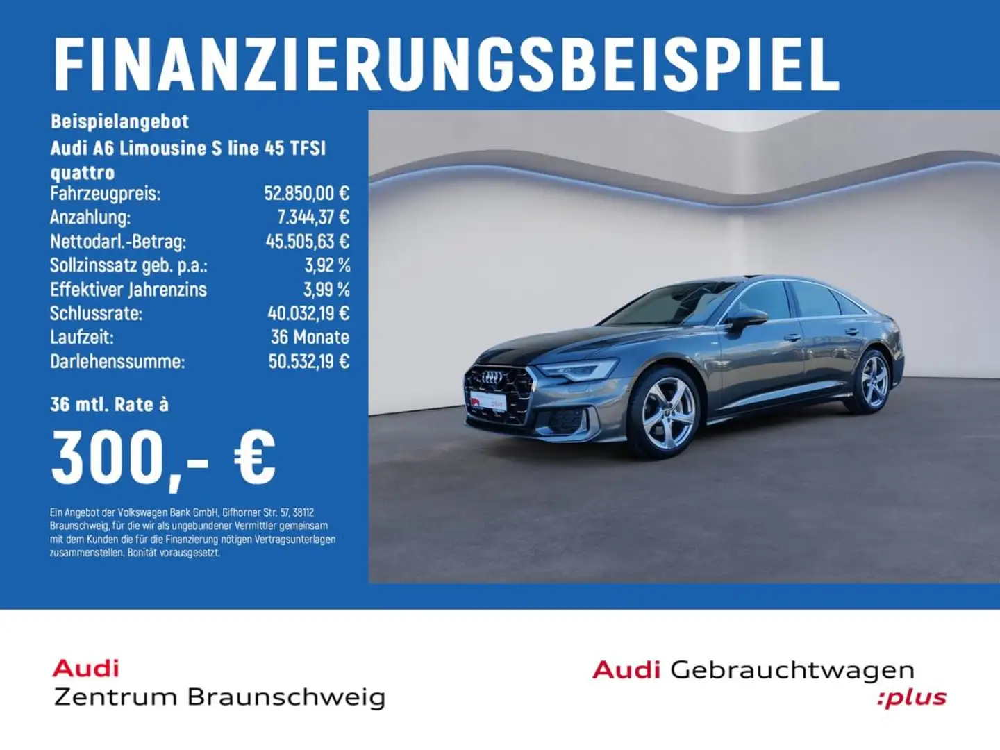 Audi A6 Limousine S line 45 TFSI quattro AHK+PANO+MATRIX-L Grau - 2
