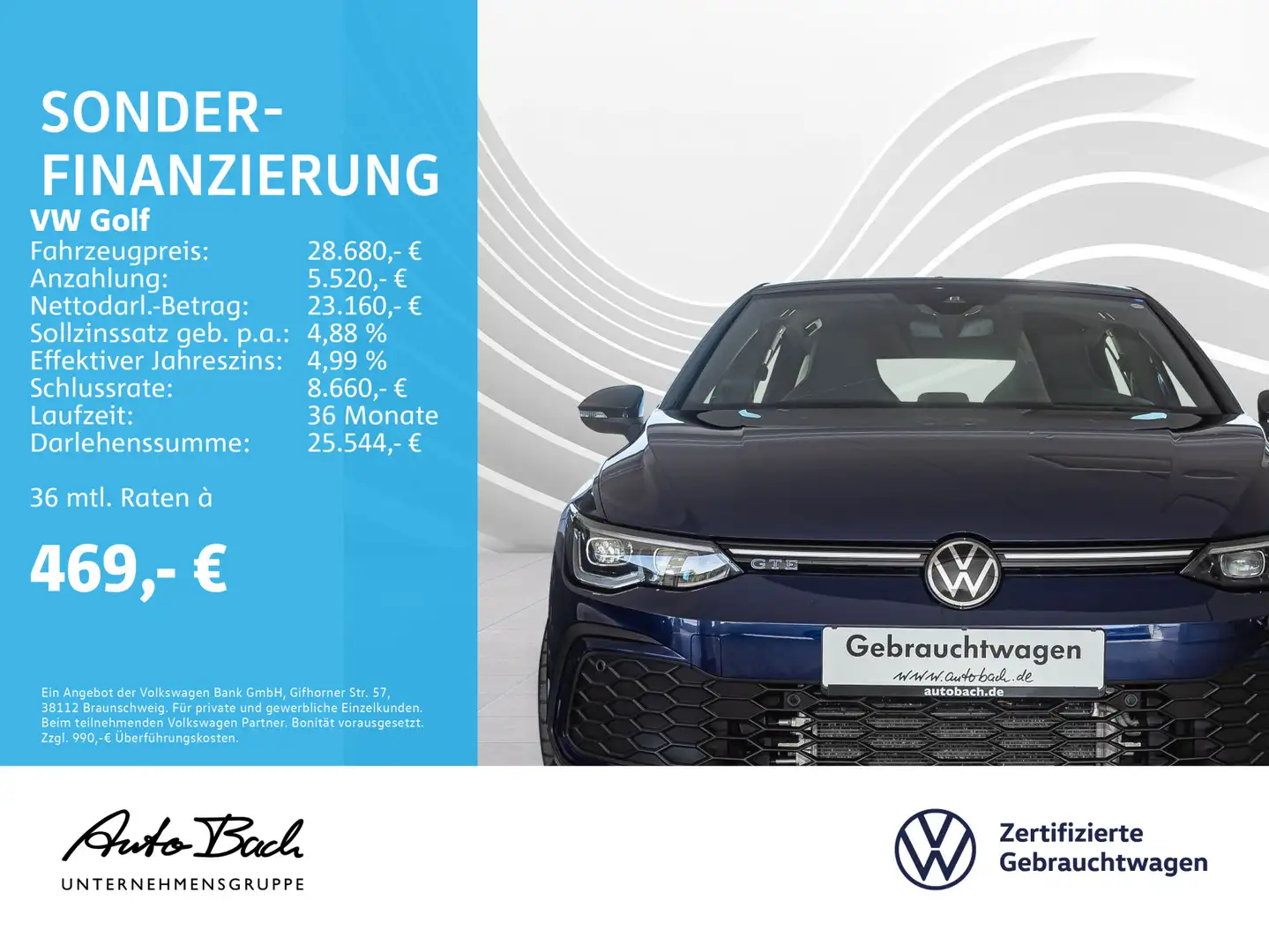 Volkswagen Golf GTE GTE 1.4 eHybrid OPF DSG Navi Matrix ACC EPH Bleu - 2