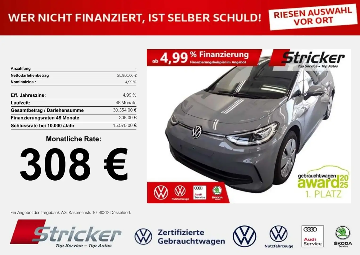 Volkswagen ID.3 Pro 150/58 308,-ohne Anzahlung IQ.Light AHK Wärme Grau - 1