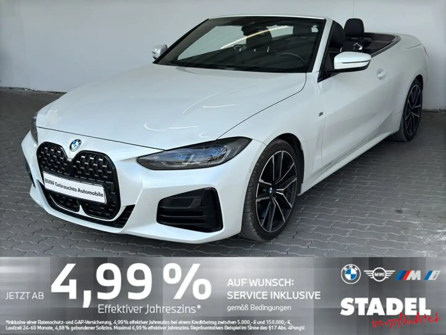 BMW 440 Mi xDr Cabrio Navi.Laser.ACC.HuD.ParkAs.LR-Hz Wit - 1