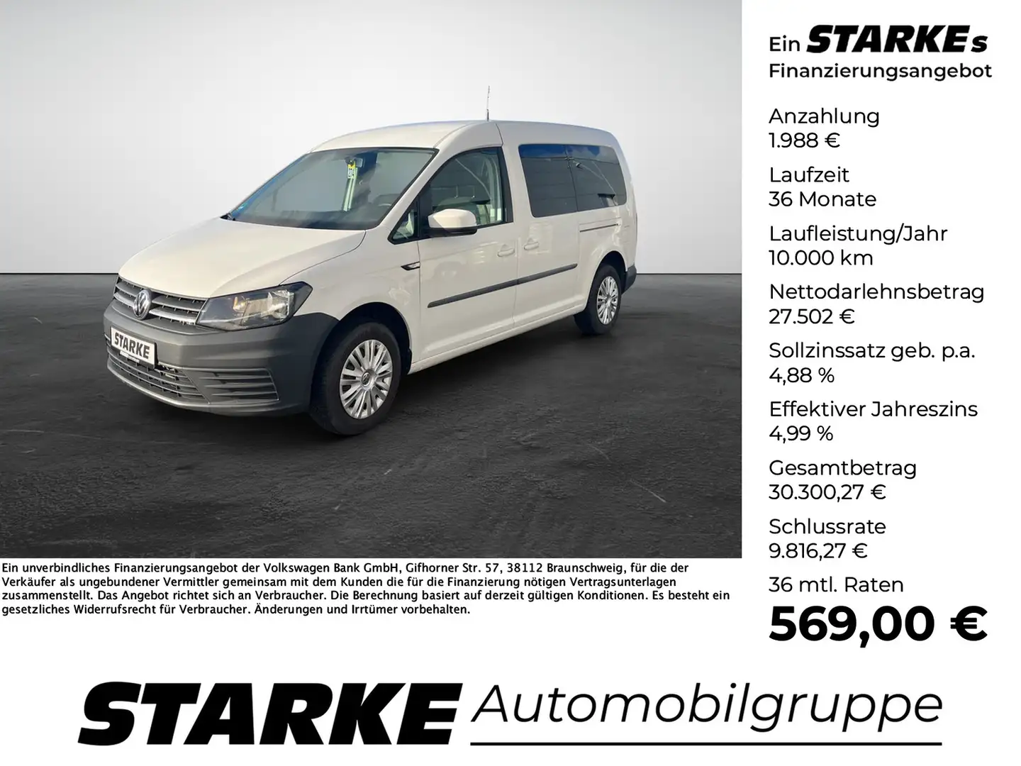 Volkswagen Caddy Maxi 1.0 TSI Rollstuhlumbau Trendline Weiß - 1