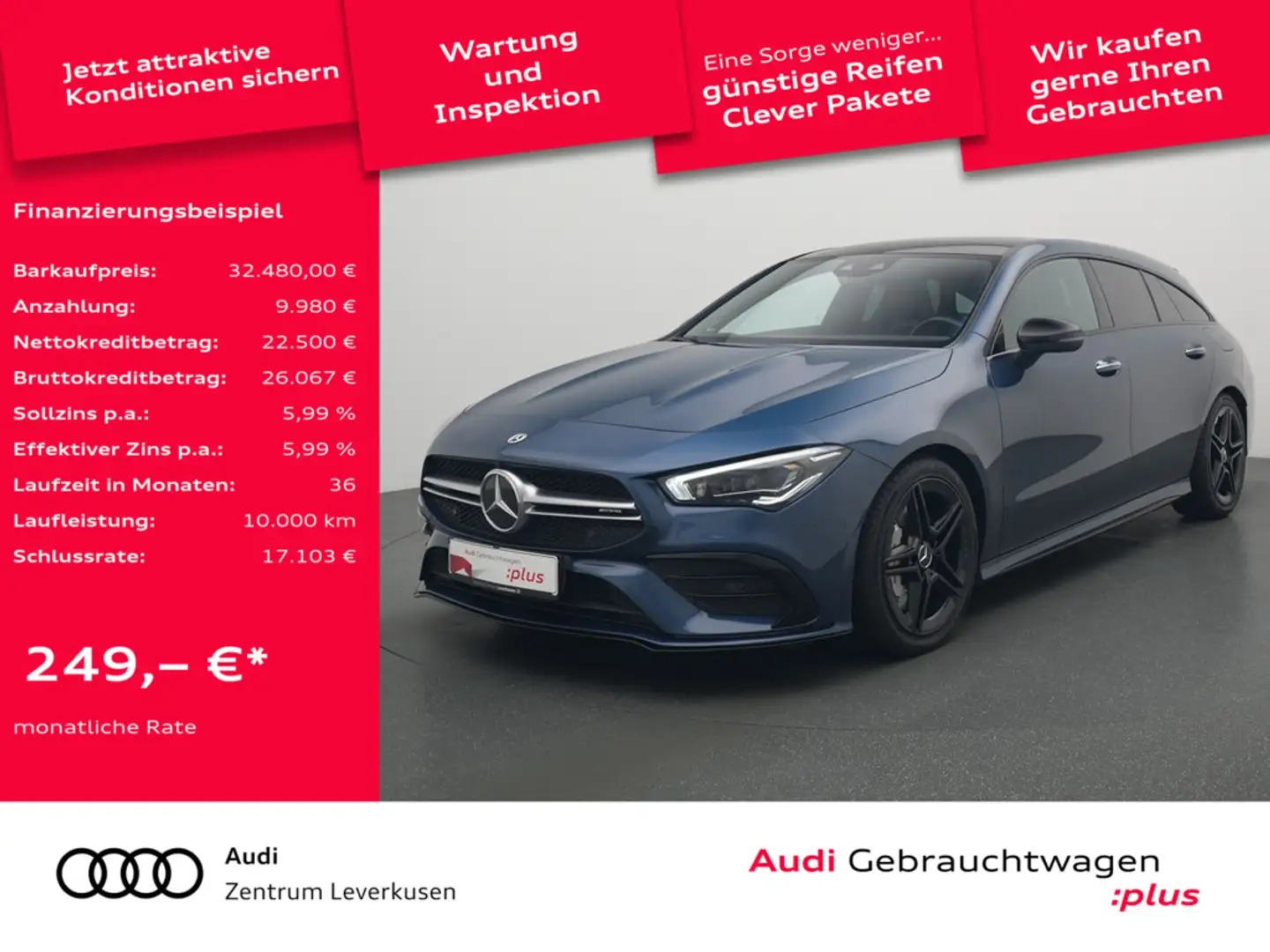 Mercedes-Benz CLA 35 AMG SB 4MATIC MEMORY SHZ PTS NAVI PANO Modrá - 1