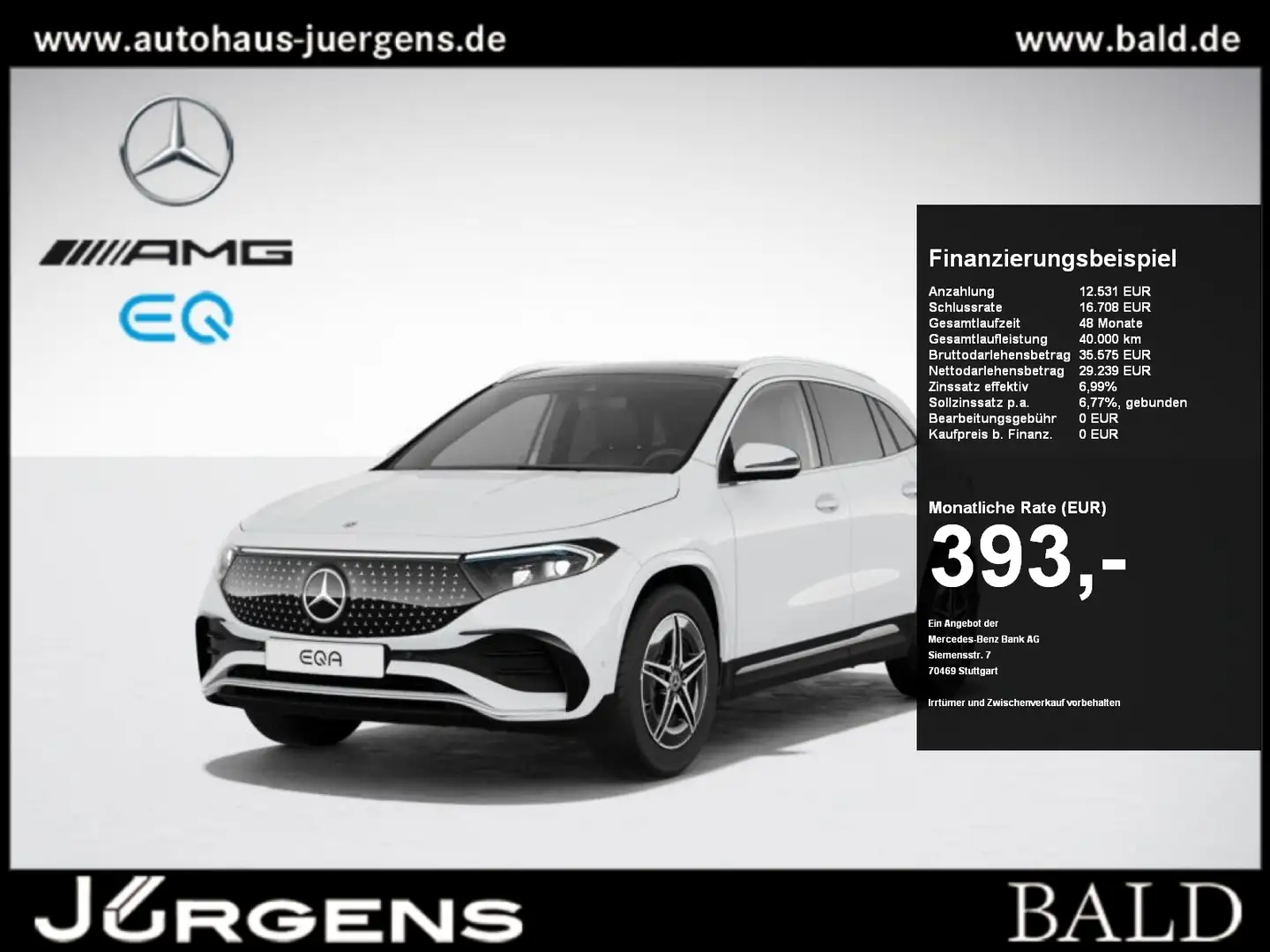 Mercedes-Benz EQA 300 4M AMG-Sport/LED/360/Pano/AHK/Distr/18' Weiß - 1