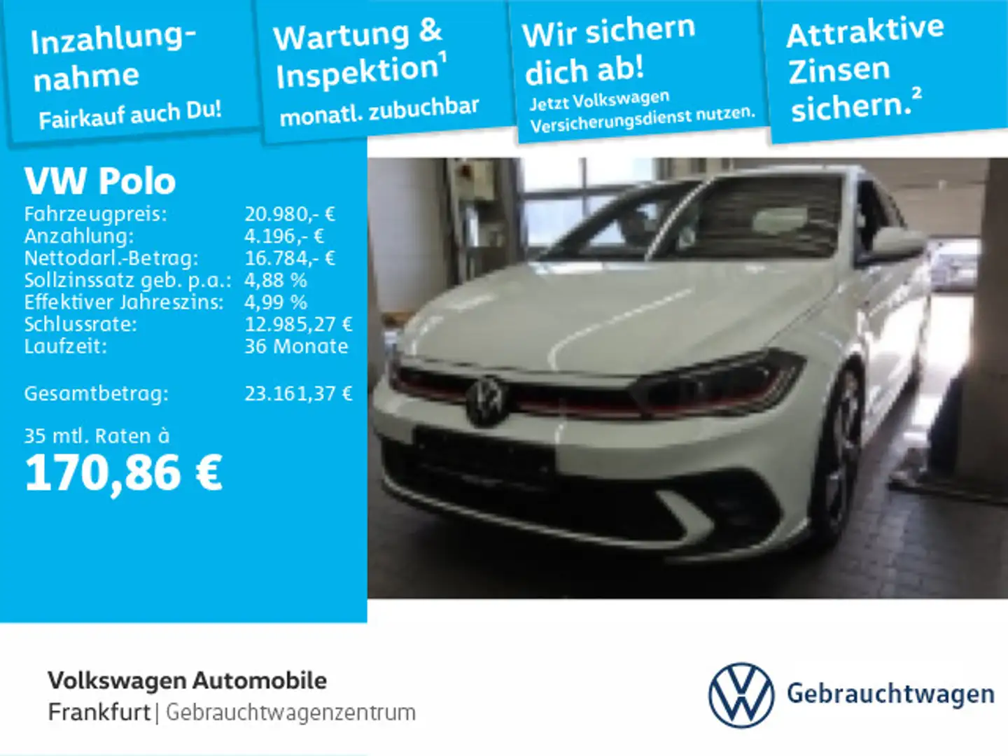 Volkswagen Polo 2.0 TSI DSG GTI FrontAssist IQ.Light DAB+ Weiß - 1