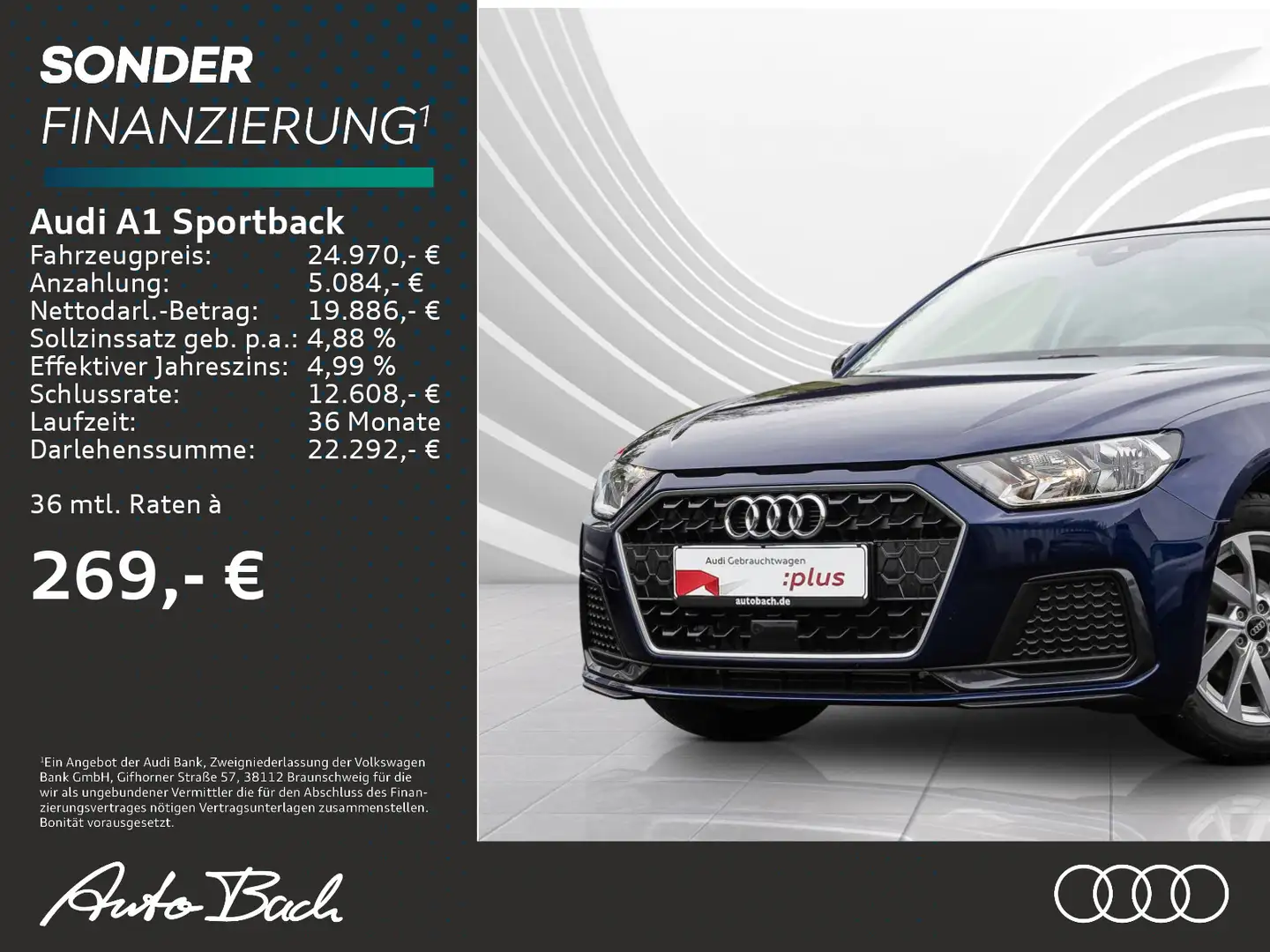 Audi A1 advanced 25TFSI Stronic GRA EPH Sit Bleu - 1