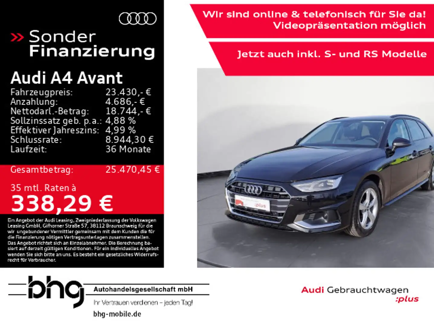 Audi A4 35 TDI S-tronic advanced Navi Virtual Schwarz - 1