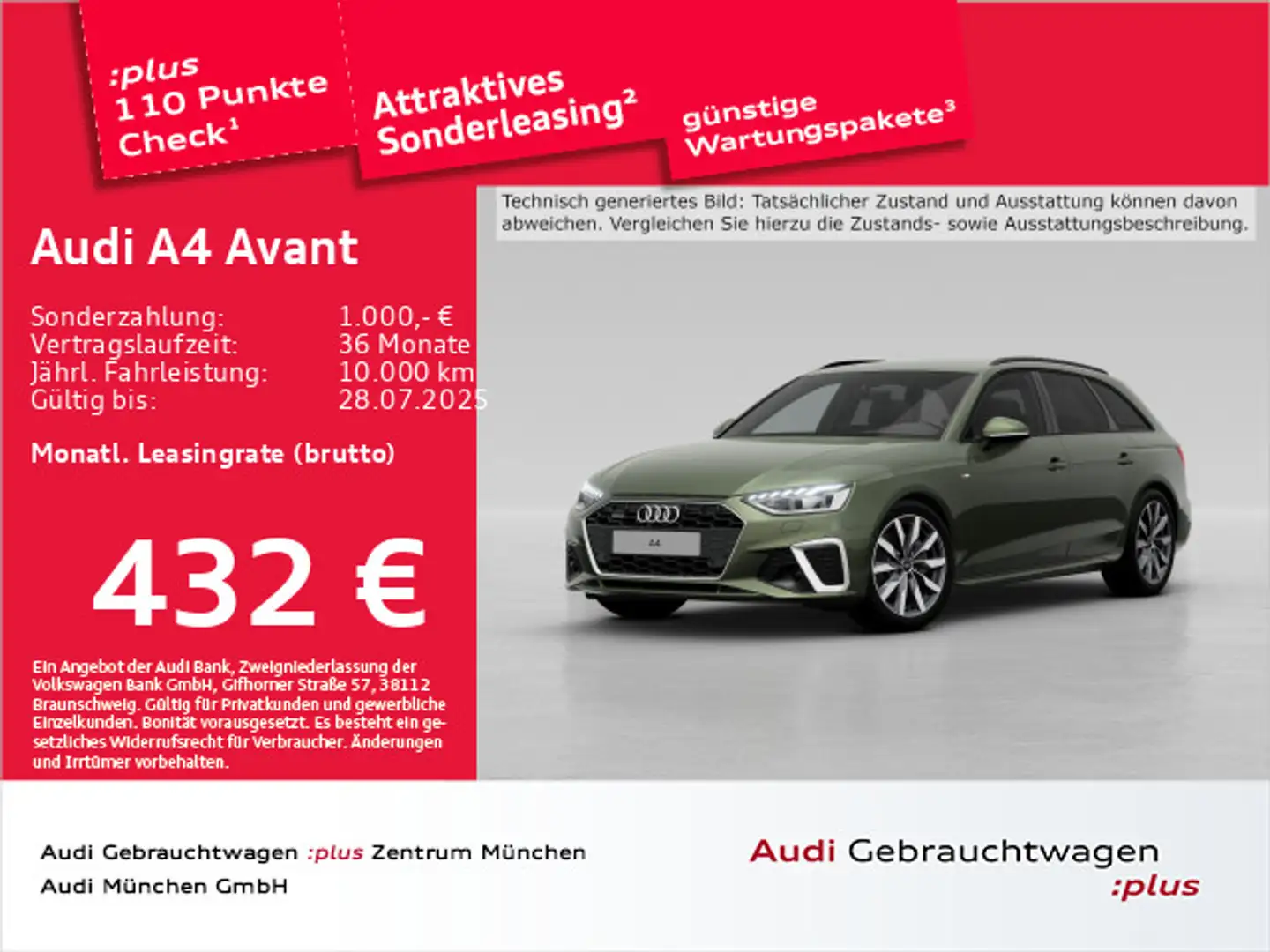 Audi A4 40 TDI qu. S tronic S line Virual+/Navi Vert - 1