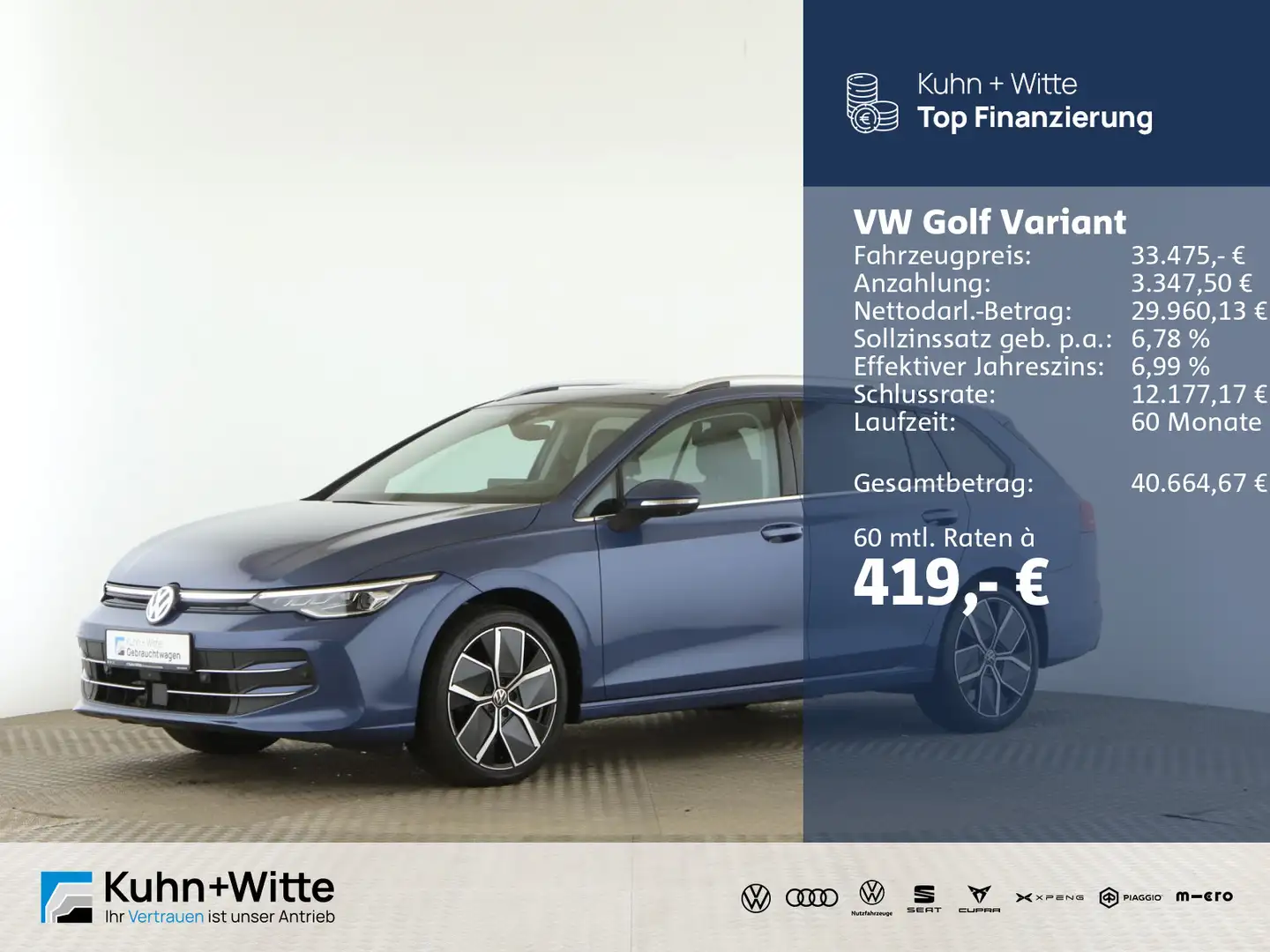 Volkswagen Golf Variant Golf VIII Variant 1.5 eTSI Style *Pano*AHK*LED*R Bleu - 1