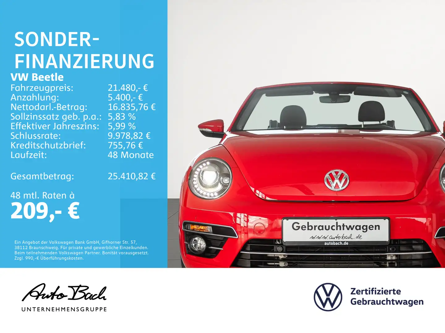 Volkswagen Beetle Cabriolet 1.4 TSI SOUND Navi Xenon Klimaa Rot - 2