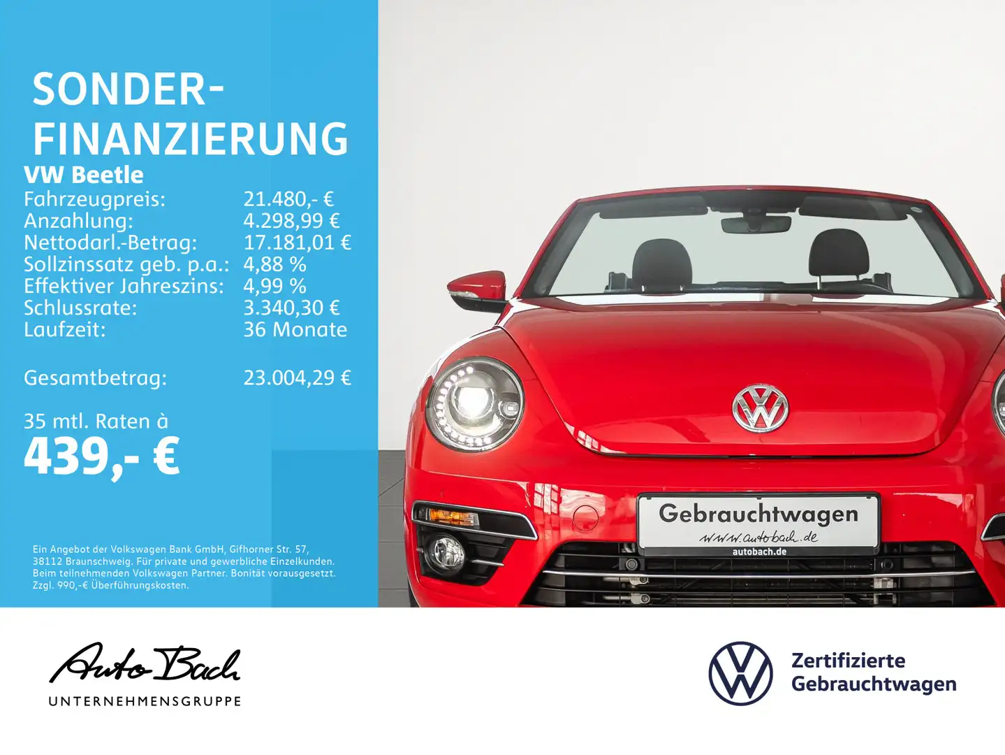 Volkswagen Beetle Cabriolet 1.4 TSI SOUND Navi Xenon Klimaa Rouge - 2