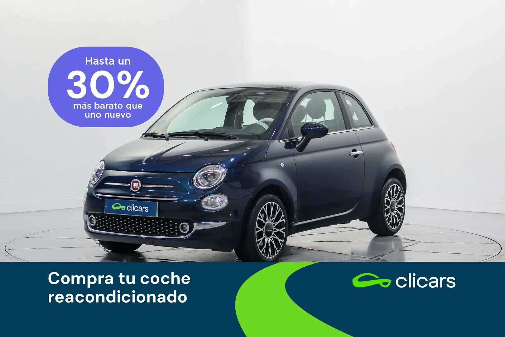 Fiat 500 1.0 Hybrid Monotrim 52kW Bleu - 1