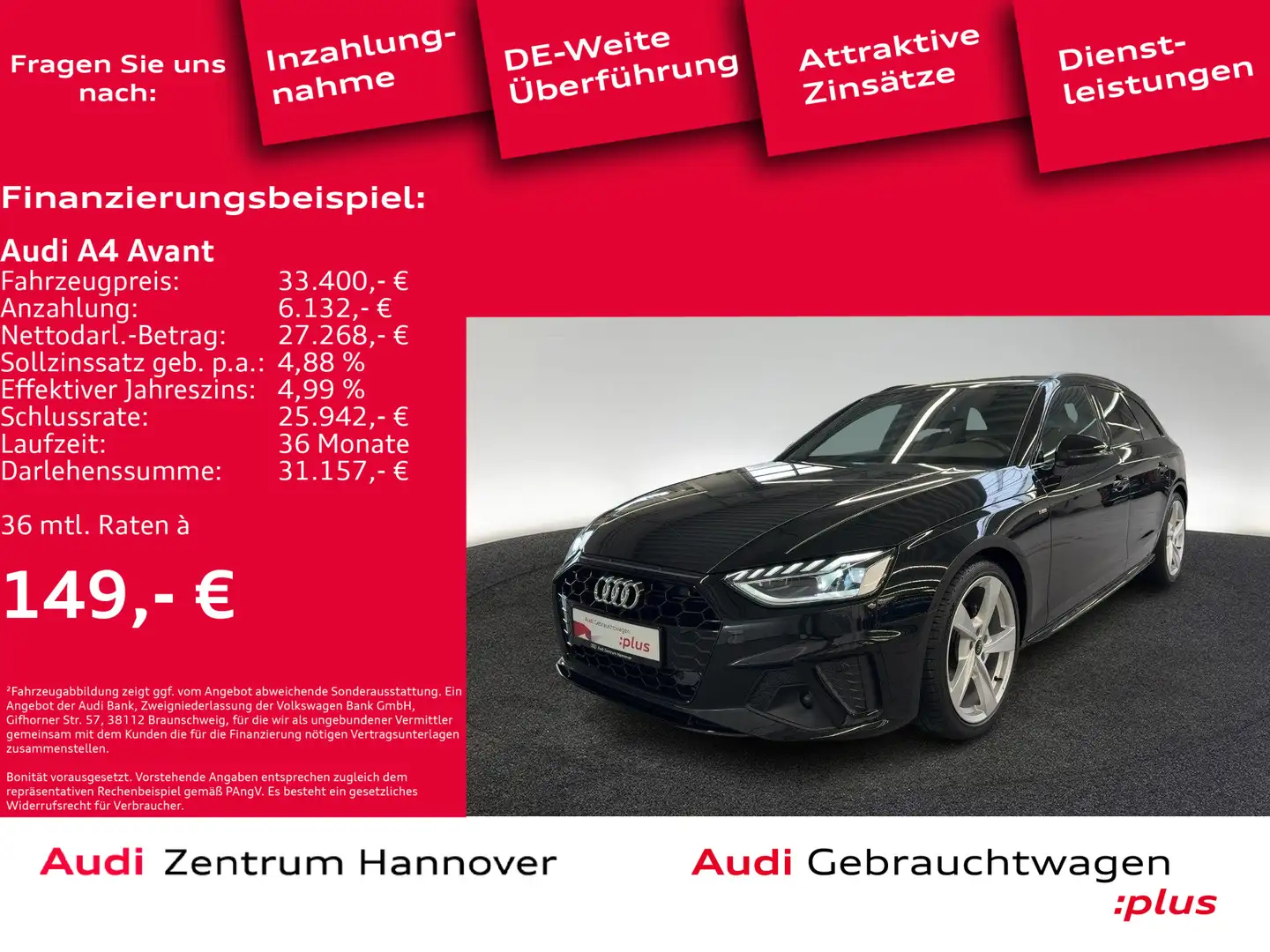 Audi A4 S line 35 TFSI AHK LED Kamera ACC virtu Schwarz - 2