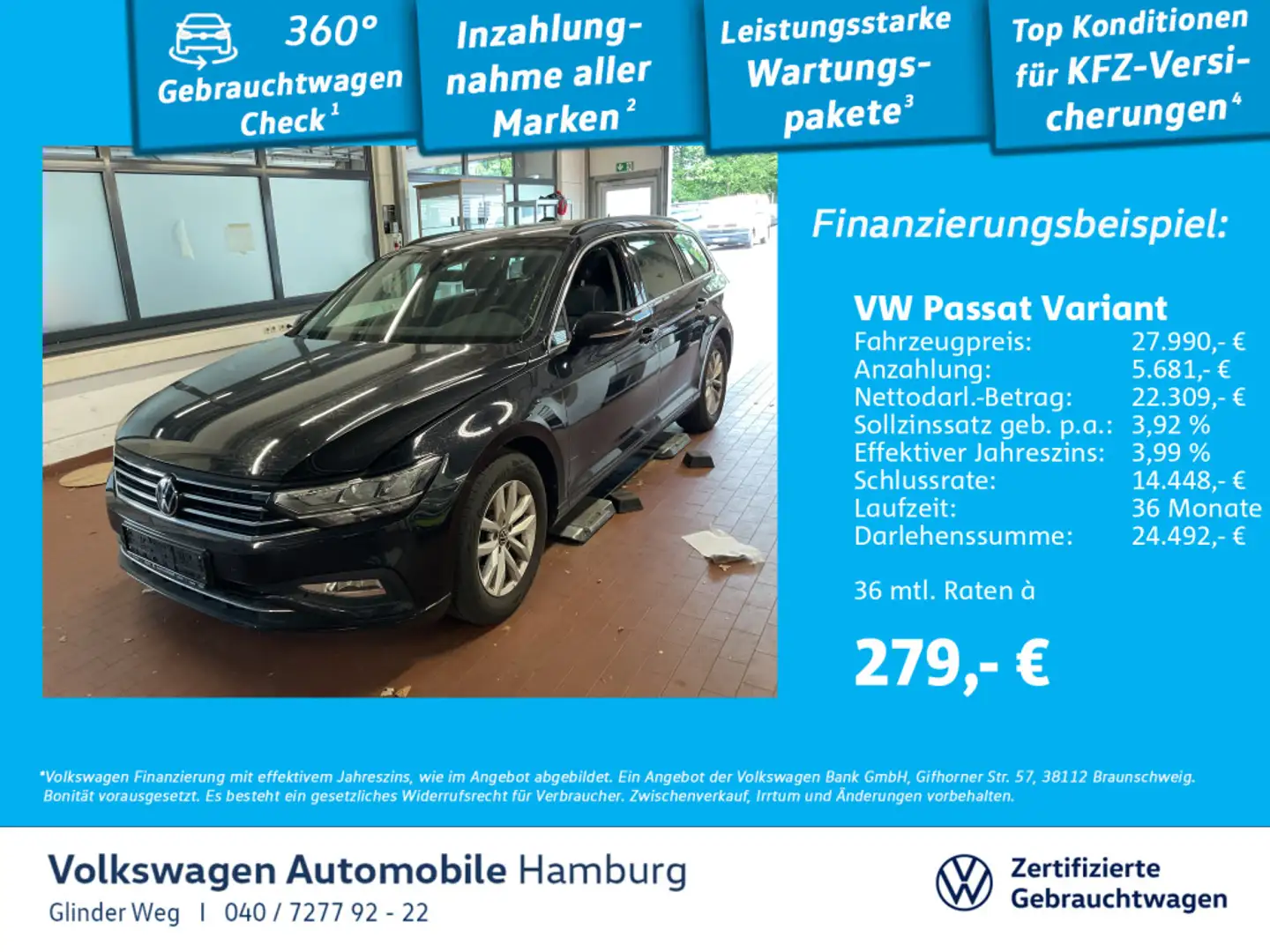 Volkswagen Passat Variant 2.0 TDI DSG Business  Rückfahrkam Noir - 1
