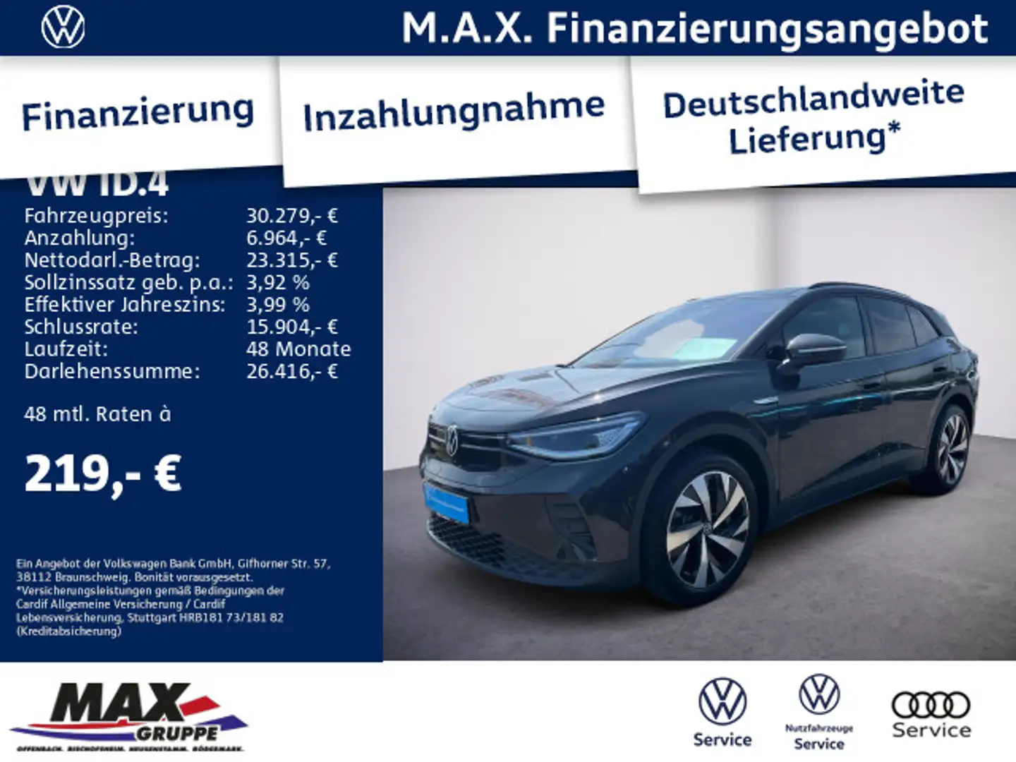 Volkswagen ID.4 PRO PERFORMANCE LED+KAMERA+PANO+AHK+WÄRMEP+ Grau - 1