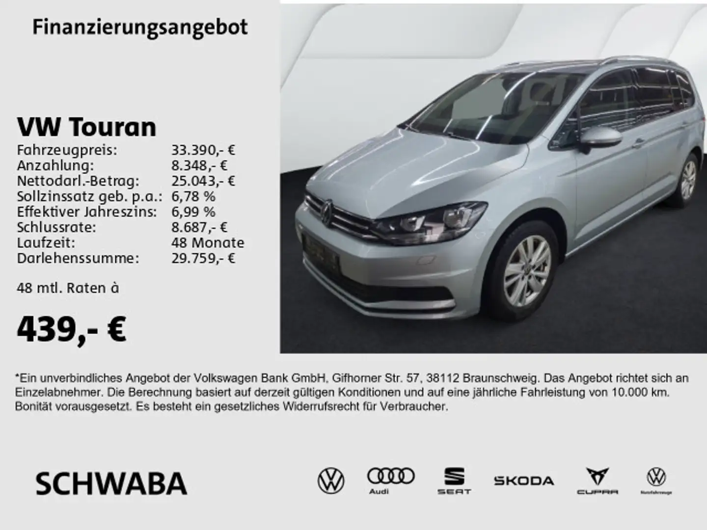 Volkswagen Touran Comfortline 1.5 TSI DSG AHK*ACC*R-KAM*16" Plateado - 1