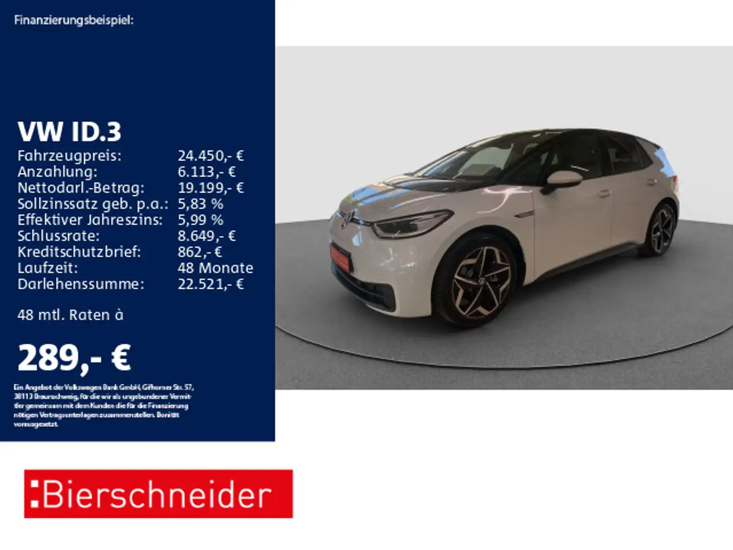Volkswagen ID.3 Pro ACC PANO MATRIX CAM 19 Weiß - 1