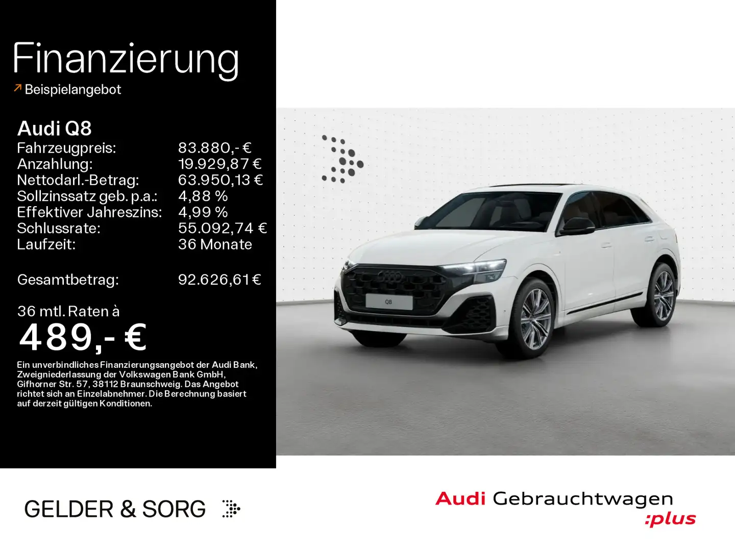 Audi Q8 60 TFSIe S LINE Quattro AHK*Air*Pano*360°*B&O Blanc - 1