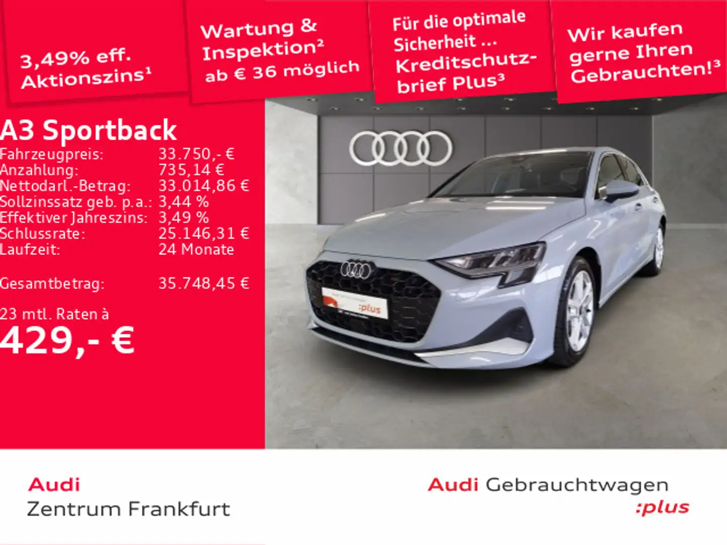Audi A3 35 TDI S tronic advanced LED ACC DA Grau - 1