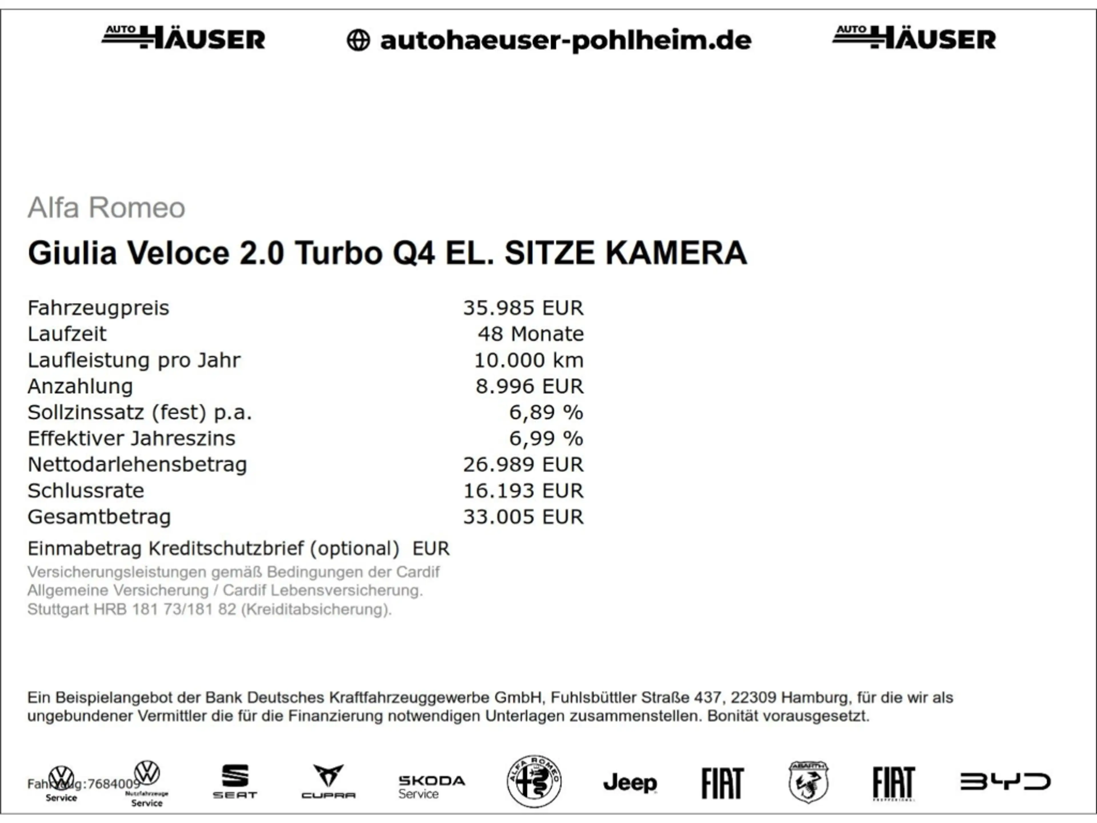 Alfa Romeo Giulia Veloce 2.0 Turbo Q4 EL. SITZE KAMERA — photo 2