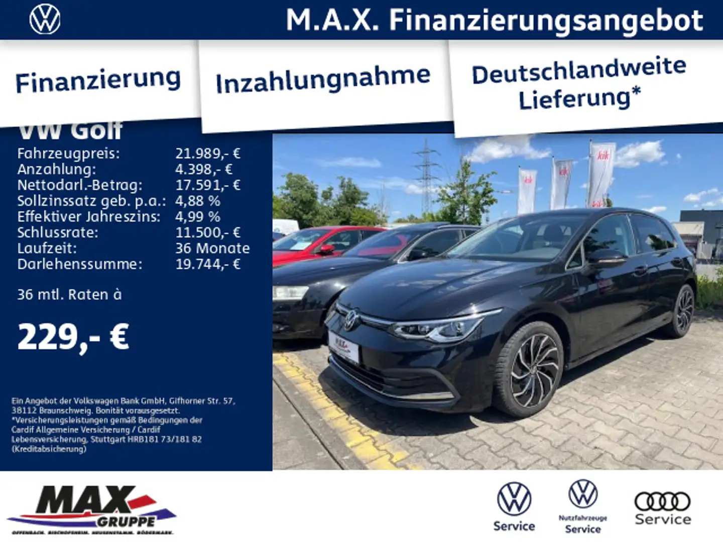 Volkswagen Golf VIII 2.0 TDI ACTIVE LED+KAMERA+DCP+ACC+APP+ Schwarz - 1