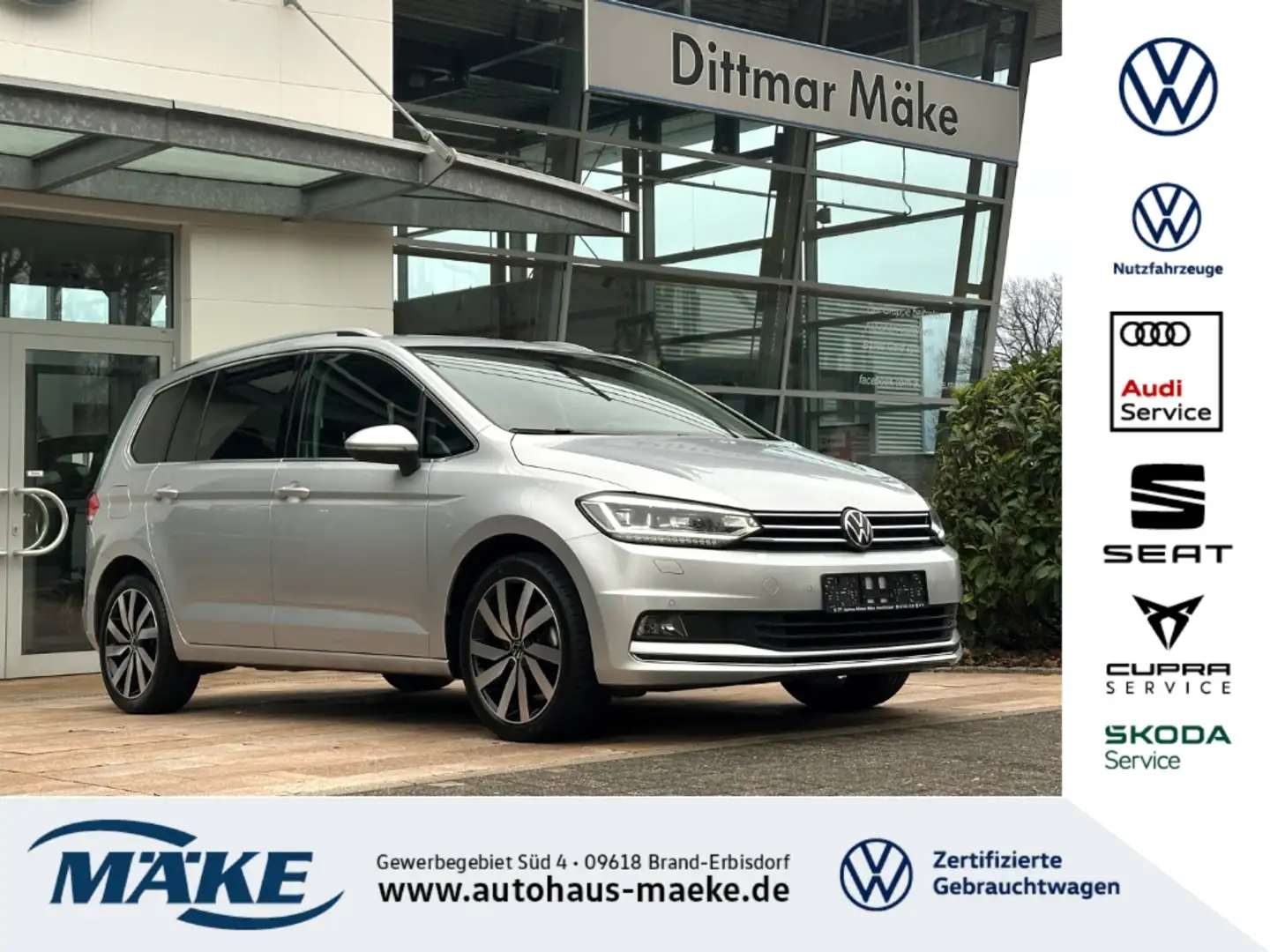 Volkswagen Touran Highline 2.0 TDI DSG ACC AHZV DAB LED ASSIST Silber - 1