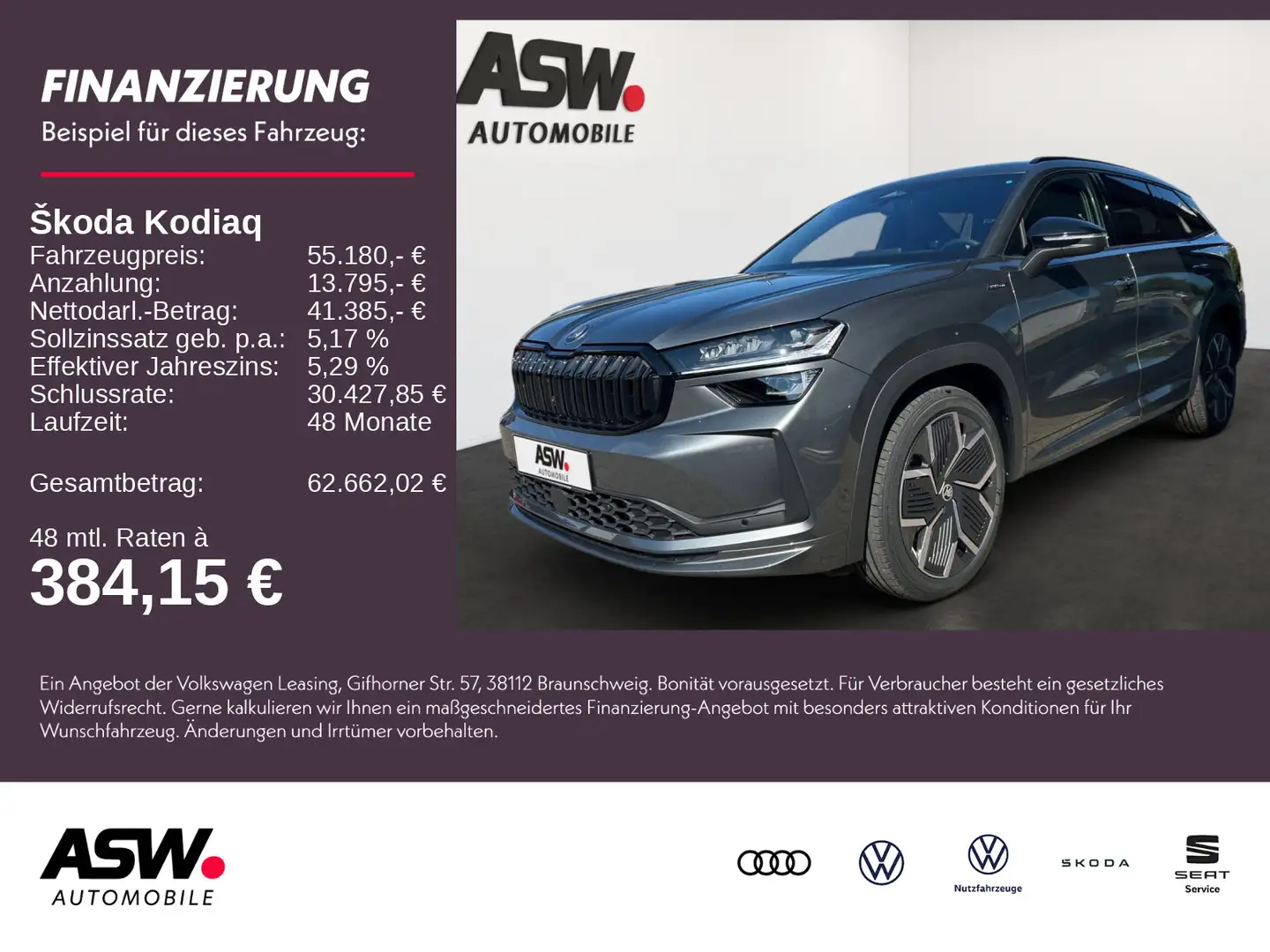 Skoda Kodiaq Sportline 2,0TSI 204PS DSG 4x4 Standh AHK Grau - 1