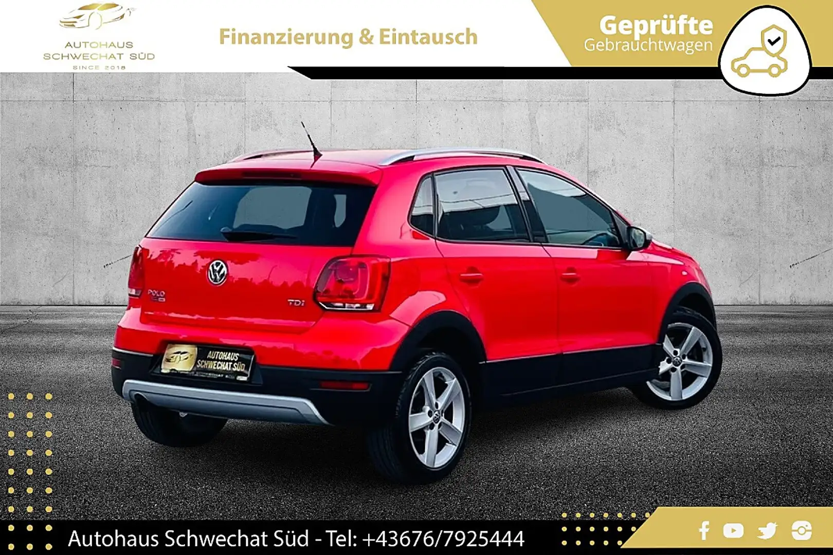Volkswagen Polo Cross Country 1,6 TDI // 1.BESITZ // PICKERL BIS 09/2... Rot - 2