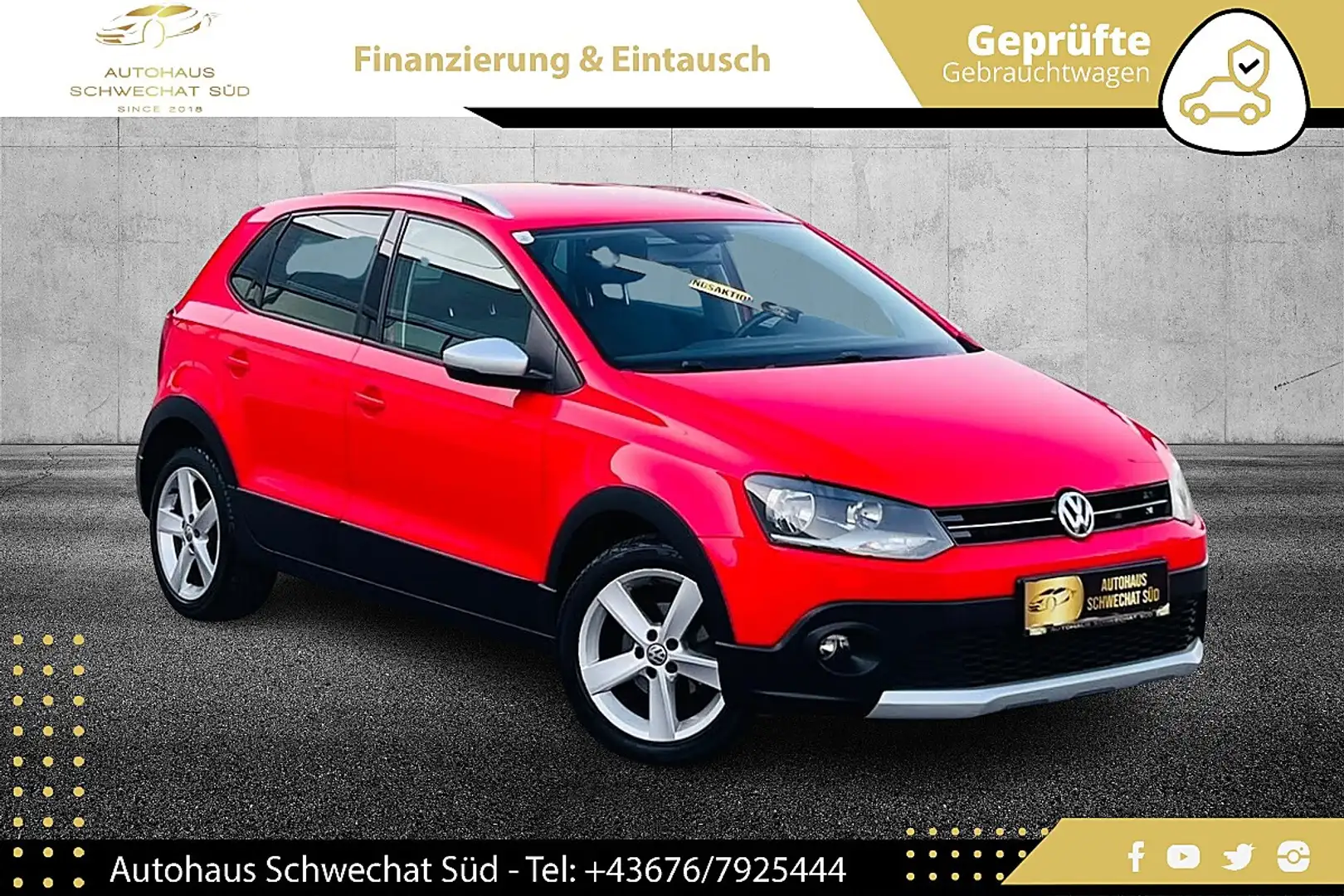 Volkswagen Polo Cross Country 1,6 TDI // 1.BESITZ // PICKERL BIS 09/2... Rot - 1