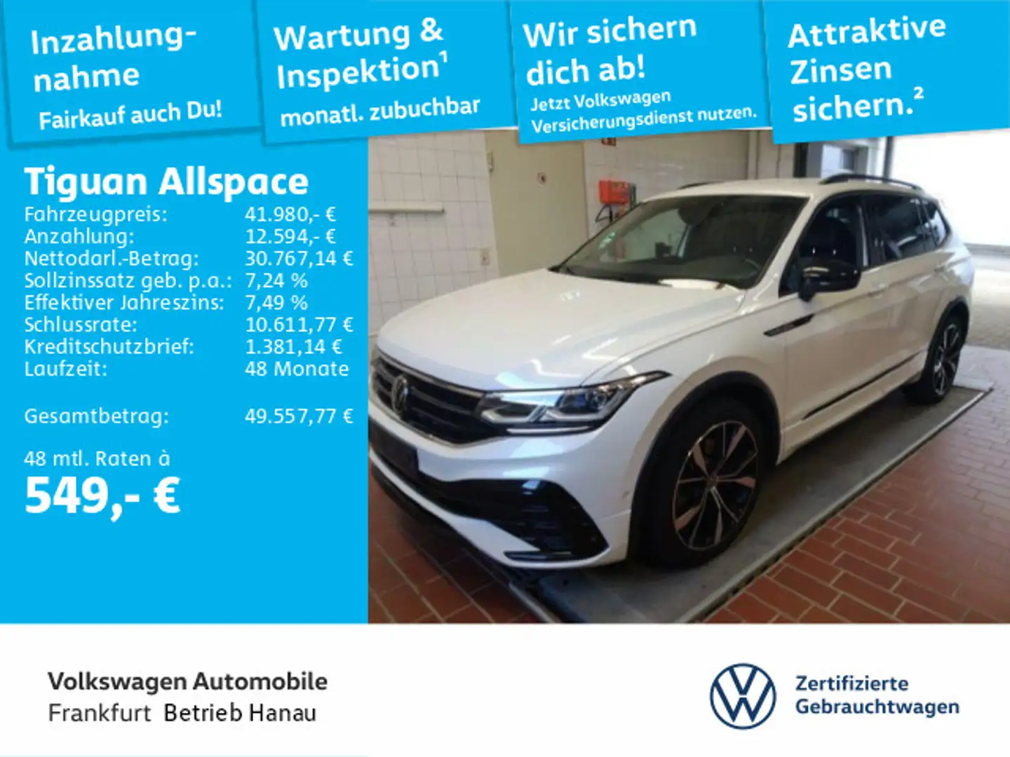 Volkswagen Tiguan Allspace 2.0 TSI DSG R-Line 4Motion Navi Weiß - 1