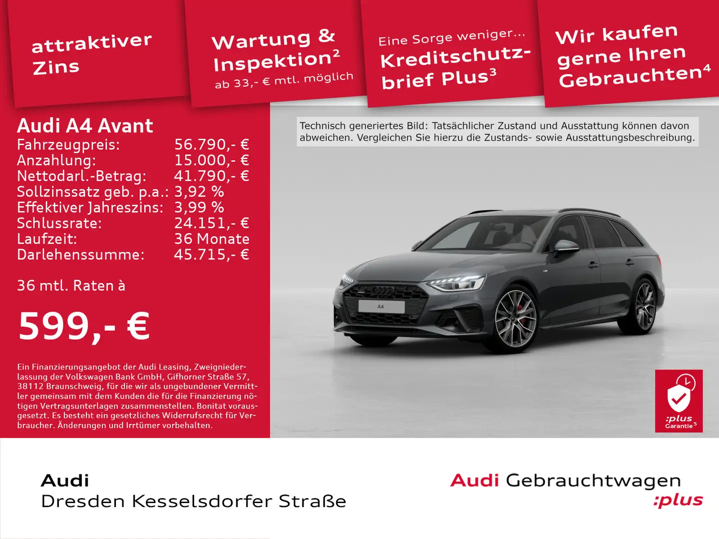 Audi A4 S line 40 TFSI quattro 150(204) kW(PS) Grijs - 1