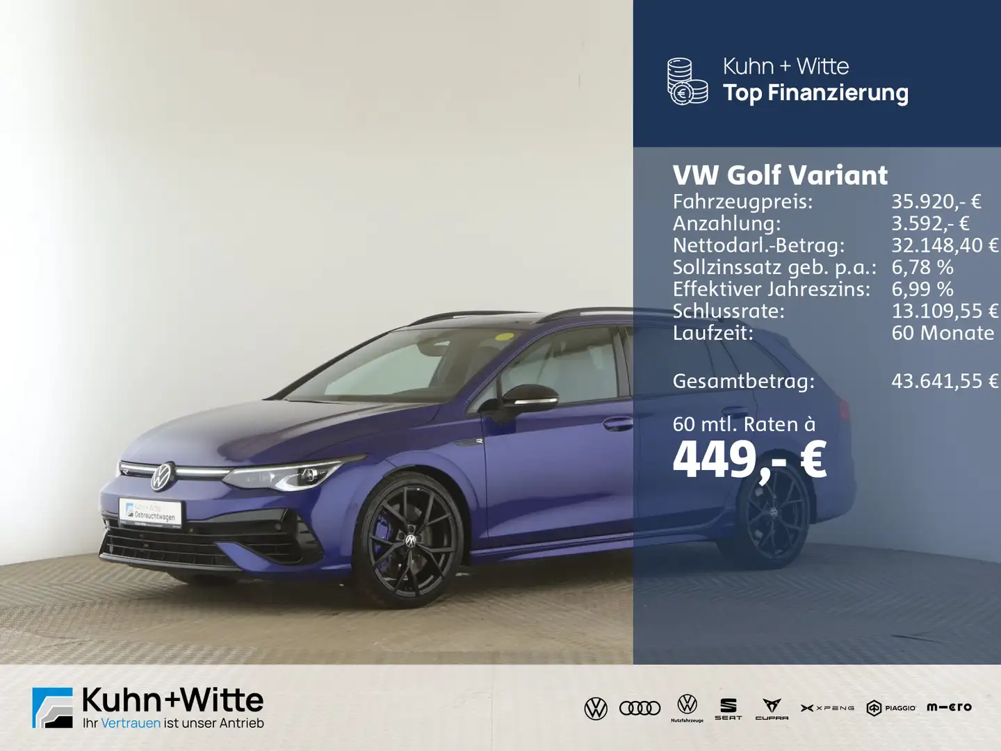 Volkswagen Golf Variant Golf VIII Variant 2.0 TSI R 4M *Pano*Matrix*H-K* Blau - 1