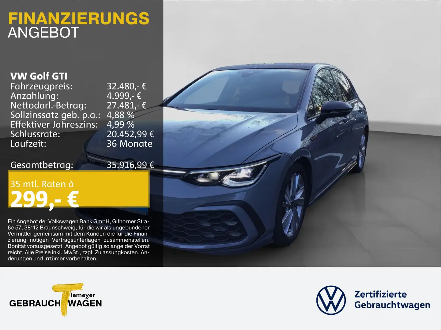 Volkswagen Golf GTI PANO ESTORIL19 KAMERA HARMAN Grau - 1