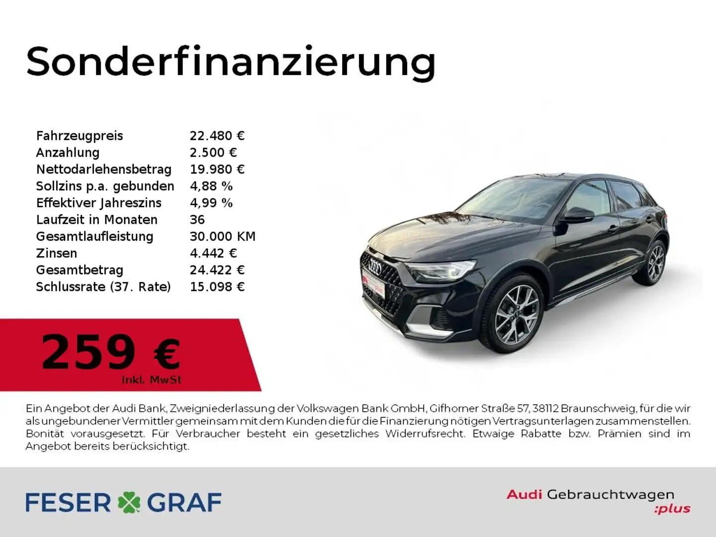 Audi A1 allstreet 30 TFSI S tronic LED+/CarPlay/SHZ/PhoneB Noir - 1