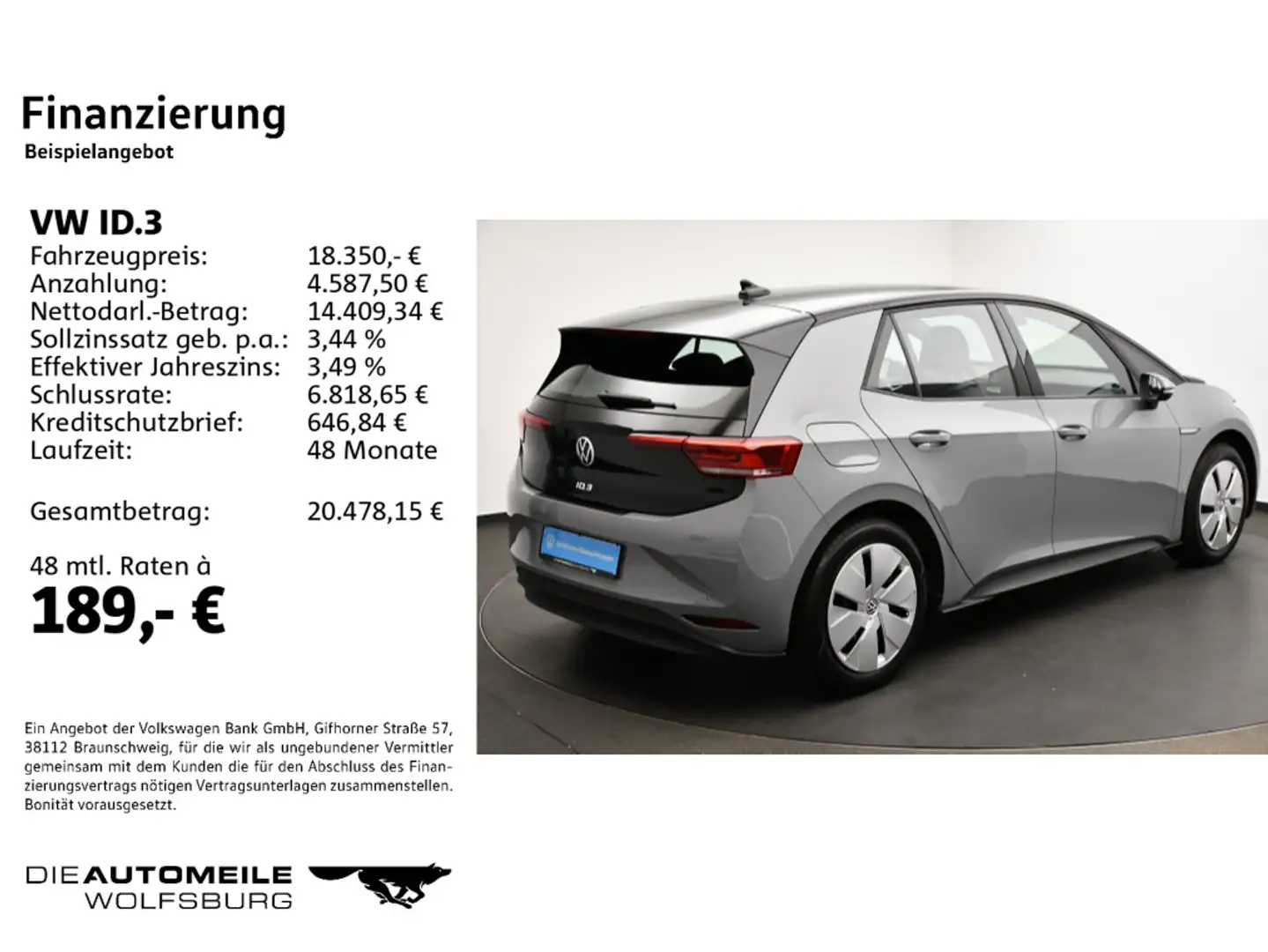 Volkswagen ID.3 Pure Performance City LED/ACC Grau - 2