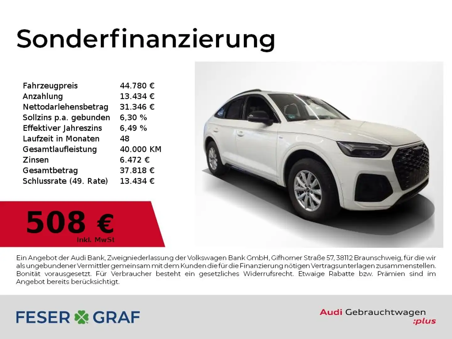 Audi Q5 Sportback 55 TFSI e S Line Int HUD,Kameras,Leder,N Weiß - 1