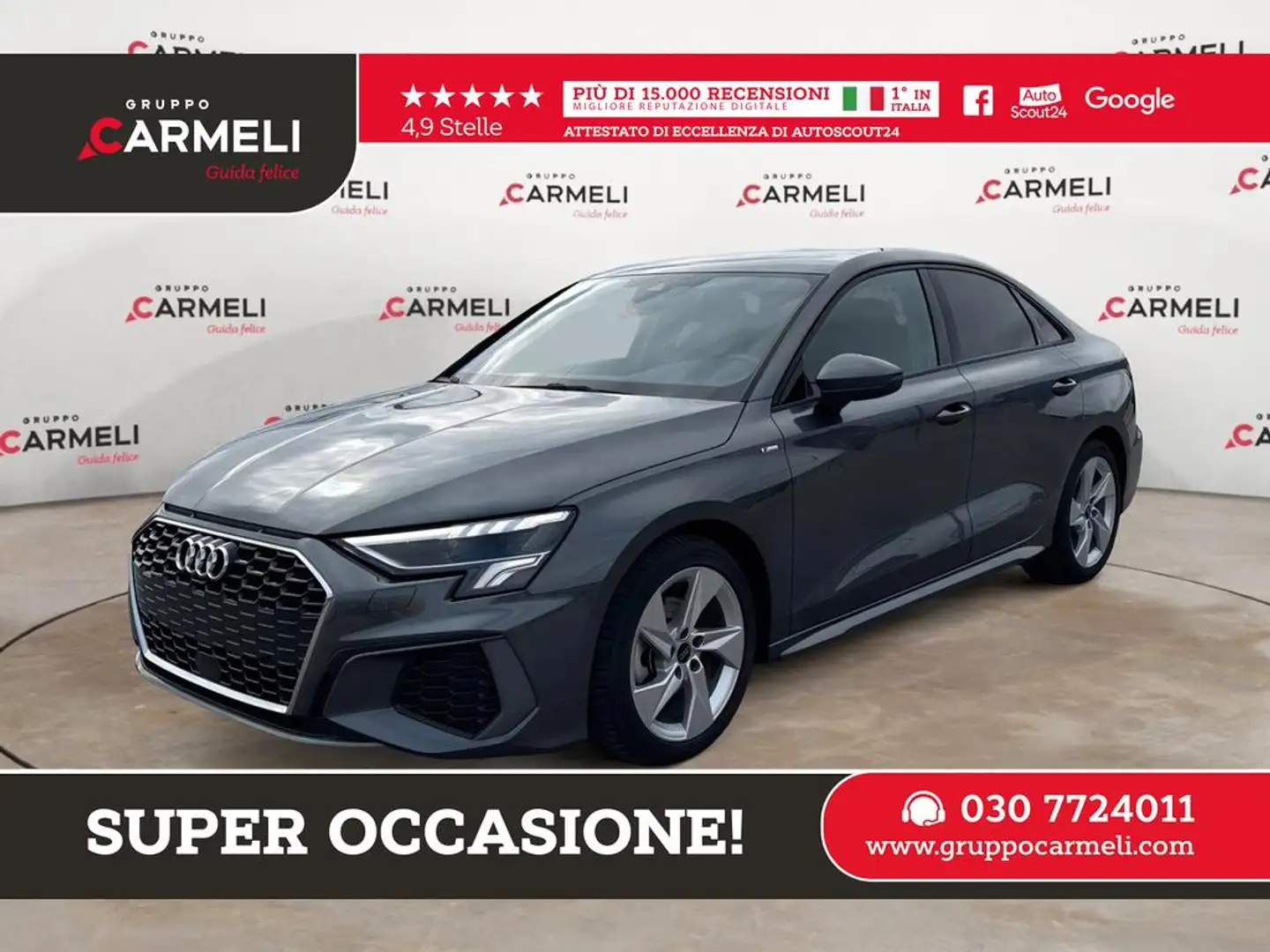 Audi A3 Sedan 35 MHEV S LINE CAMBIO AUTO,LED,CERCHI 17 Gris - 1