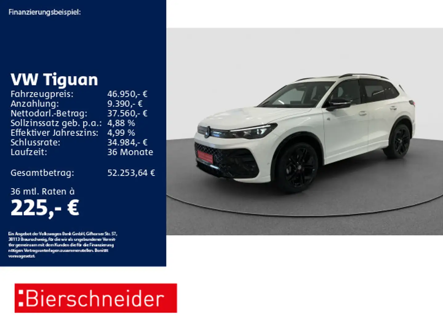 Volkswagen Tiguan 2.0 TDI DSG 4Mo R-Line Black AHK PANO IQ Weiß - 1