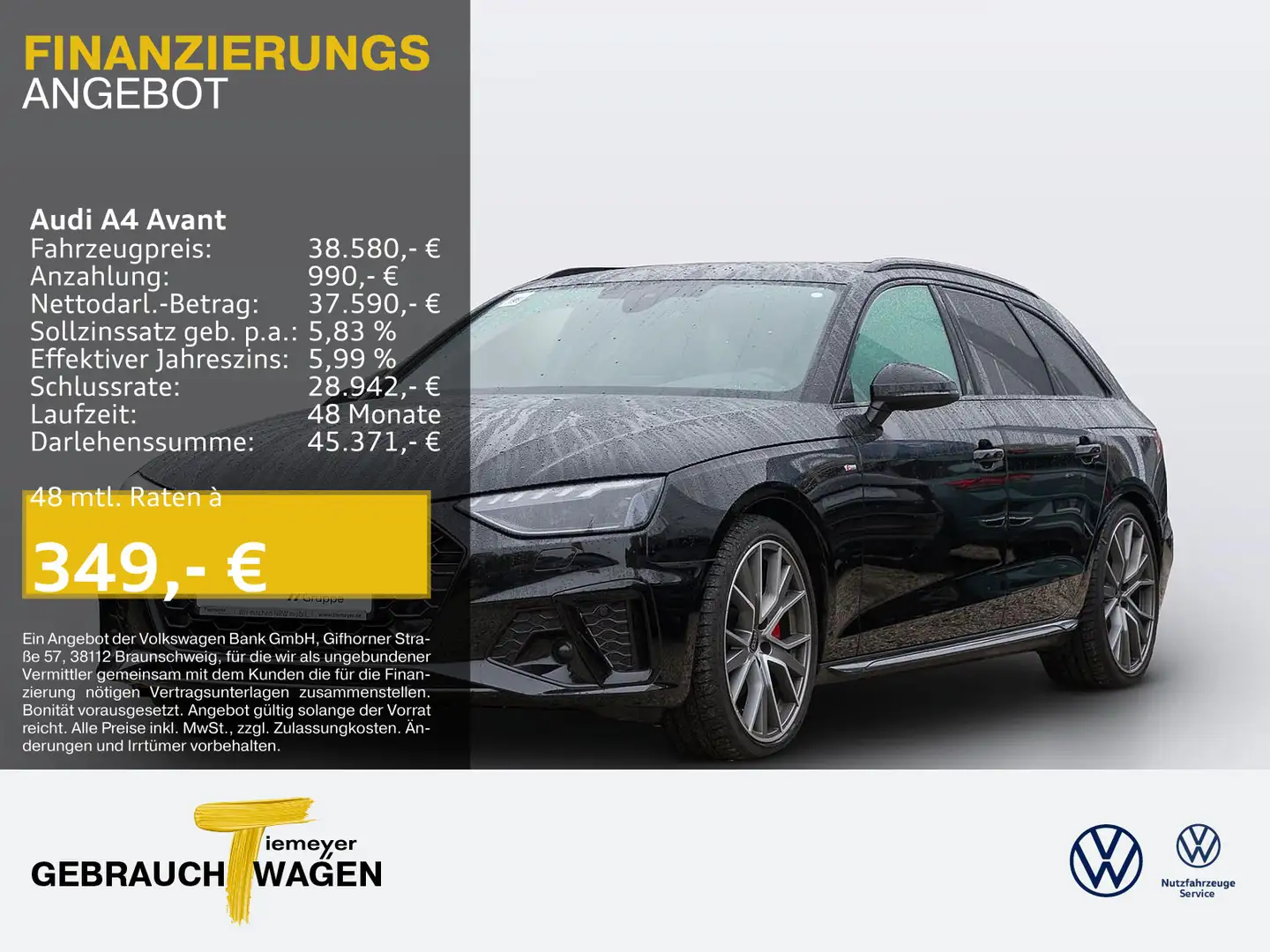 Audi A4 40 TFSI Q 2 x S LINE LM19 KAMERA NAVI+ Noir - 1